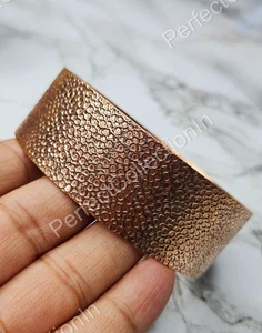 Rustic Hammered Copper Cuff Bracelet | Textured Bubble Pattern | Handcrafted - Picture 1 of 3
