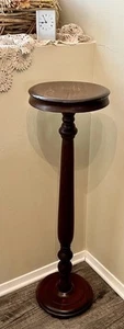 20th Century Neoclassical Wood  Pedestal Plant Stand Stained Cherry - Picture 1 of 6
