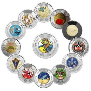 🇨🇦 Canada Full Colored Toonie $2 Dollars 13-Coin Set 2017 - 2025 Daphne Odjig - Picture 1 of 1