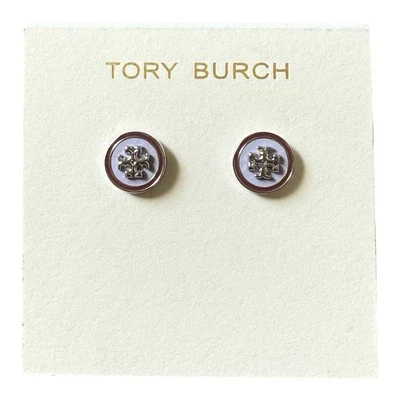 Tory Burch Kira Enamel Circle Stud Earrings In Lavender/Chocolate - Image 1 of 4