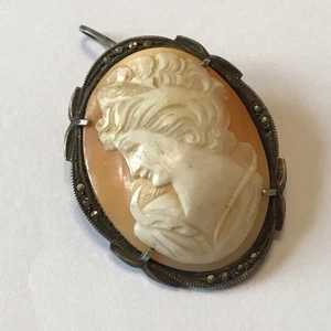 VINTAGE ART DECO STERLINGSILBER MUSCHEL KAMEE ANHÄNGER / BROSCHE Y6 - Bild 1 von 2