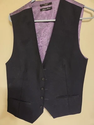 Жилет Ted Baker размер 40R черный с фиолетовой подкладкой - итальянская ткань - Изображение 1 из 4