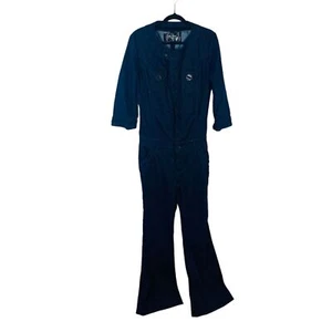 Mono de mezclilla acampanado azul vintage Guess para mujer talla grande botón delantero - Imagen 1 de 9