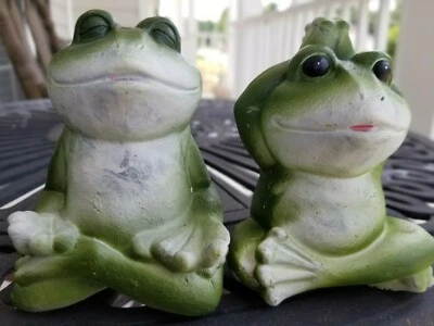 Set Of 4" Meditating Green Frogs Garden Decor - Image 1 of 3