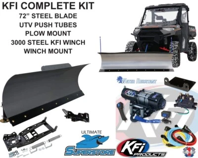 KFI Can Am 17-25 Maverick X3 Kit Completo de Arado 72" Hoja de ACERO con 3000#ACERO Foto 1 de 4