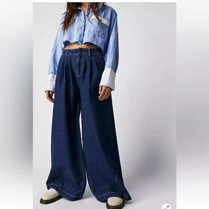We The Free Pantalone Donna Equinox Cotone Gamba Larga Jeans Rituale Blu Tg 29 - Foto 1 di 9