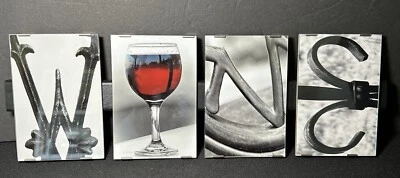 Letrero de vino hogar arte de pared decoración fotos objetos letras formas madera vidrio Foto 1 de 4