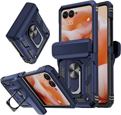 For Motorola Razr 5G 2024 Case with Heavy Duty Dual Layer Drop Protection Blue