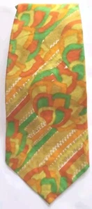 1950s Vtg Casa Cavanagh tie San Juan Puerto Rico orange green red mens cotton - Picture 1 of 3