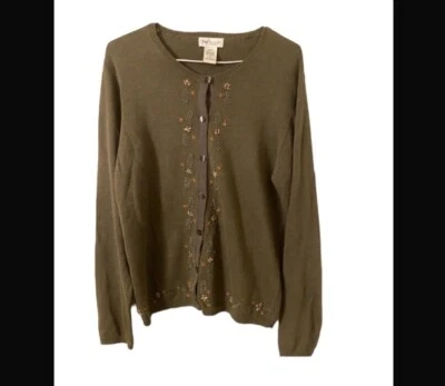 Suéter Van Heusen Oliva Reliquia Flor Bordado Abotonada Mangas Largas Foto 1 de 4
