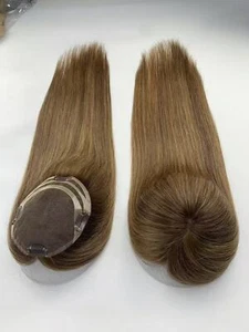 16INCHES RUSSIAN EUROPEAN HAIR  SILK BASE WOMEN TOPPER COLOR 6#  STRAIGHT - Picture 1 of 6