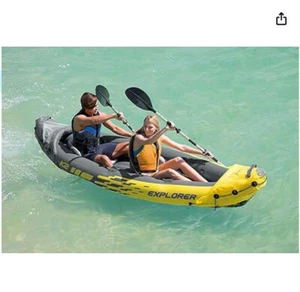 Inflatable Kayak Set Deluxe Aluminum Oars Pump Super Strong PVCAdjustable Seats - Picture 1 of 6