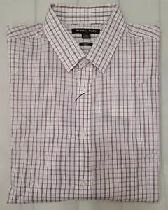 Michael Kors Button Down Dress Shirt Long Sleeve Deep Wine Plaid Slim Fit XL - Picture 1 of 7
