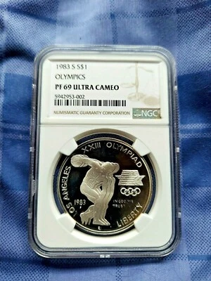 1983 S S$1 OLYMPICS PF 69 ULTRA CAMEO - Image 1 of 2