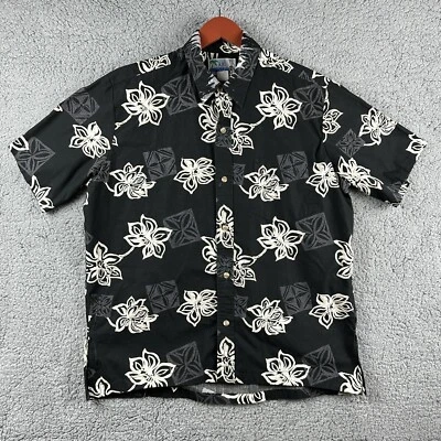 Camisa Hawaiana RJC Para Hombre Talla L Algodón Abotonada Floral De Colección Negra Gris Playa Foto 1 de 4