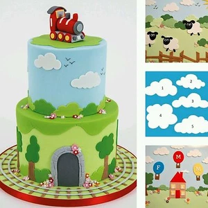 FMM Fluffy Cloud Cutter Cake Fondant Sugarcraft Decoration Sheep Tree Stencil - Picture 1 of 4