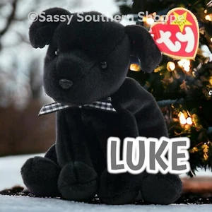 ❤️ 1998 LUKE Black LABRADOR Dog Ty Beanie Babies 5th Hang & 7th Tush Etiquetas *MWMT* - Imagen 1 de 3