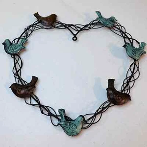 Heart & Birds Metal Wall Decor Home Decoration LOVE heart shaped wreath - Picture 1 of 2