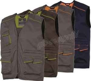 GILET DELTAPLUS M6GIL PANOSTYLE MULTITASCHE DA LAVORO GRIGIO BLU MARRONE - Picture 1 of 5