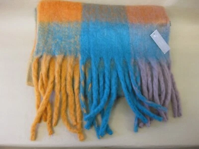 Bufanda para damas Vera T Tucci ~ Bufanda grande súper suave / chal ~ azul naranja púrpura Foto 1 de 4