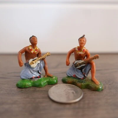 老式塑料草原夏威夷雕像扮演英国人 2 件!!! — 第 1/3 张图片