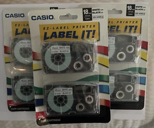 3 X Casio EZ-Label It 2-Pack Tape Cartridges XR-18WE2S 18mm 3/4 in - NEW SEALED - Picture 1 of 2