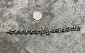 Vintage silver tone blue rhinestone bracelet signed Coro 7” Inch Length !! - Picture 1 of 8