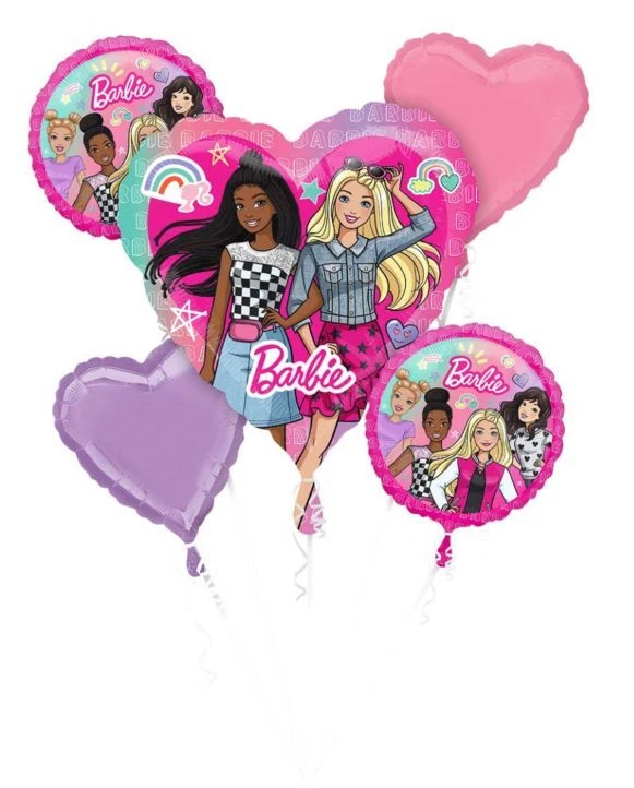 Barbie 5 Piece Anagram Balloon Bouquet Birthday Party Decorations Supplies - Image 1 of 1
