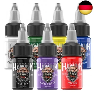 HAWINK Tattoo Ink Set 0.5oz(15ml) 7 Bottles Lieferumfang Flaschen TI203-15-7