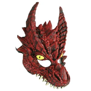 Adult Dragon Mask Halloween Fantasy Game Of Thrones Costume Accessory Red Black - Picture 1 of 7