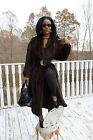 New Designer  Long Full Length Sable brown color mink Fur Coat Jacket S-M 2-10