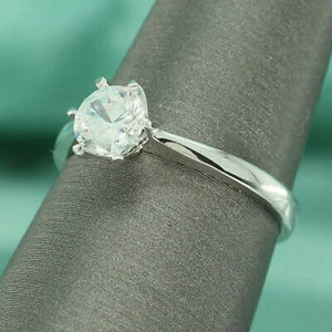 1.50CT Certified GRA Moissanite Solitaire Engagement Ring 14K White Gold Plated - Picture 1 of 6