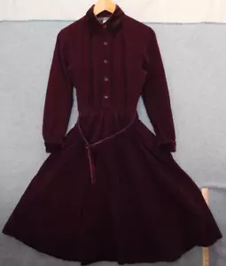 Orvis Womens 10 Corduroy Velvet Dress Purple VTG USA Cottagecore Boho Prairie - Picture 1 of 17