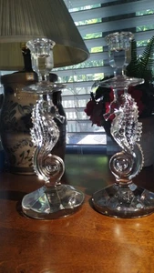 pair waterford seahorse candle holders 11.25" tall - Picture 1 of 3