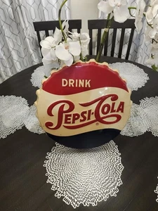 Original 1957 PEPSI Bottle Cap Advertising Tin Sign - Picture 1 of 5