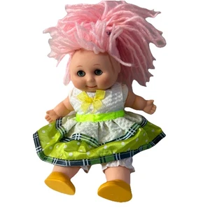 VTG Ocean Toys Cloth Body Vinyl Doll 8" Girl Doll Sleepy Eyes Pink Hair GC RARE - Picture 1 of 11