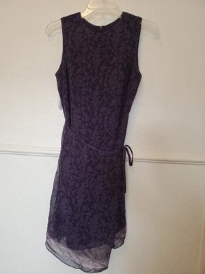 Vestido envolvente vintage años 80 Ann Taylor seda sin mangas 8P berenjena delantal corbata falda Foto 1 de 4