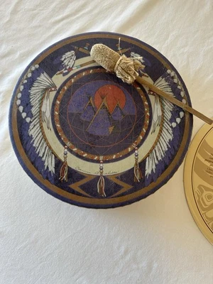 Tambor de mano Clarence A Wells vintage de los nativos americanos del noroeste del Pacífico Foto 1 de 4