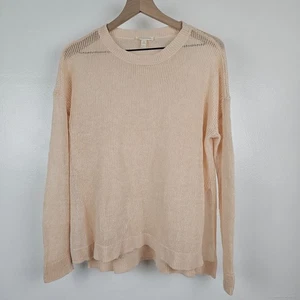 Suéter de lino tejido suelto Eileen Fisher talla S beige melocotón abertura lateral capas superiores - Imagen 1 de 6