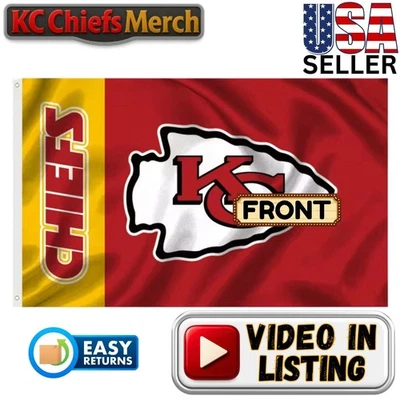 Kansas City Chiefs 3'x5' Flag, Chiefs and Arrowhead, Tailgate Banner KC Fan Gift