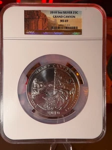 2010 Grand Canyon 5 oz Silver Quarter NGC MS69 – America the Beautiful - Picture 1 of 2