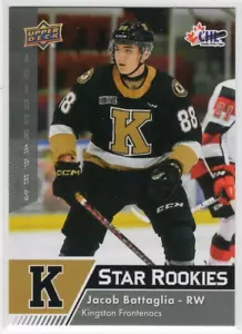 Jacob Battaglia 22-23 UD CHL Star Rookies Autographs No Auto #385 Frontenacs - Foto 1 di 1