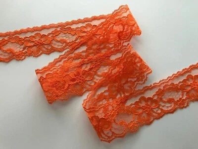 Borde de encaje naranja de 5 yardas de 2 pulgadas de ancho Foto 1 de 3