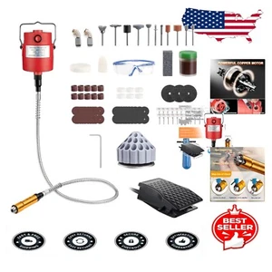 High-Speed Flex Shaft Grinder with Foot Pedal and 77 Accessories for Artisans - Picture 1 of 11