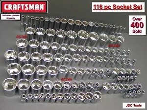 CRAFTSMAN 116pc 1/4 3/8 1/2 Dr SAE METRIC MM SOCKET TOOL SET 117 118 122 - Picture 1 of 5