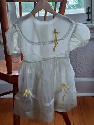 Vestido vintage años 50 amarillo claro verde transparente y encaje bebé niña Foto 1 de 4
