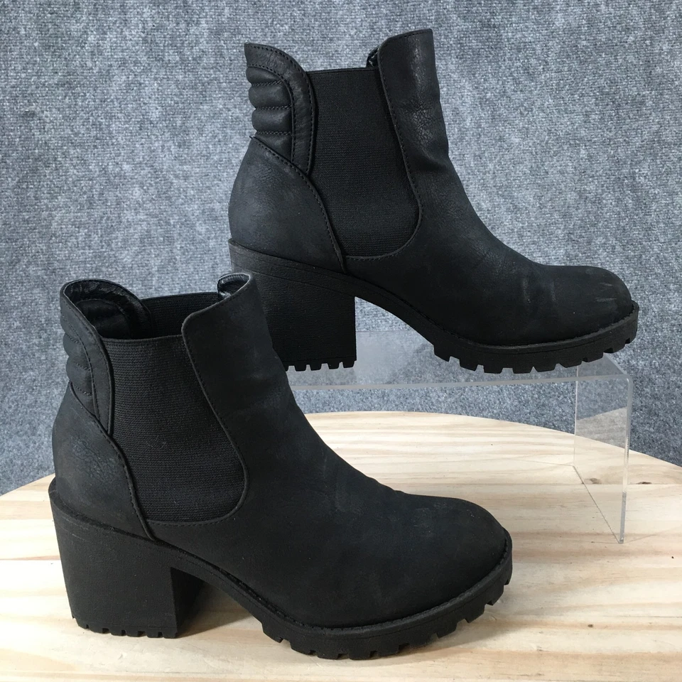 Dirty Laundry Boots Womens 7 Ankle Chelsea Booties Heels Black Leather Pull On - Image 1 of 4