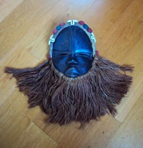 BELLISSIMA MASCHERA DAN RACER GUERE VINTAGE scultura africana statua rafia!! - Foto 1 di 5