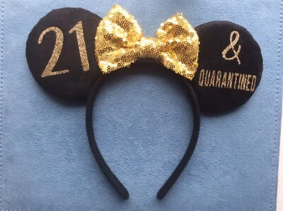 21-й день рождения обруч для волос Minnie Mouse уши Disney пандемия вечеринки карантин реквизит - Изображение 1 из 3