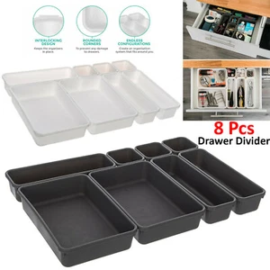 8Pc Drawer Dividers Partition Spring Loaded Expandable Kitchen Bedroom Organiser - Picture 1 of 13